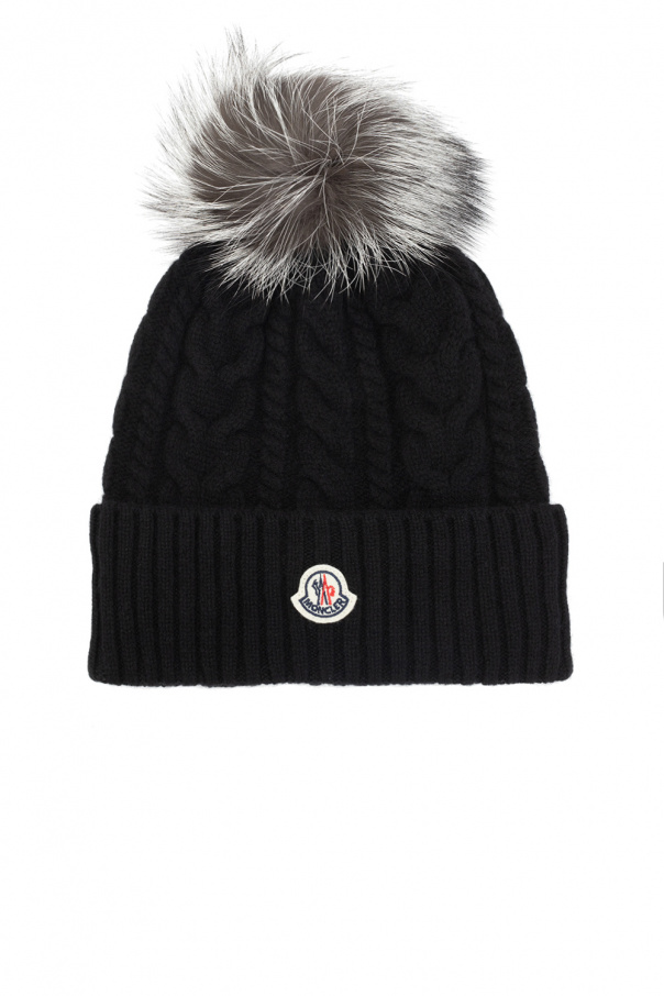 Moncler pom cheap pom hat black